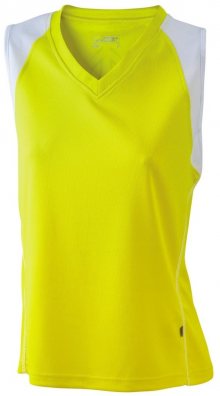 Dámské běžecké tričko bez rukávů JN394 - Žlutá / bílá | L