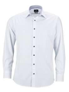 Pánská luxusní košile Dots JN674 - Bílá / světle modrá | S