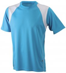 Pánské běžecké tričko s krátkým rukávem JN397 - Tyrkysová / bílá | L
