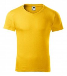 Pánské tričko Slim Fit V-neck - Žlutá | XL