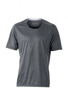 Pánské běžecké tričko JN472 - Černý melír / bílá | S