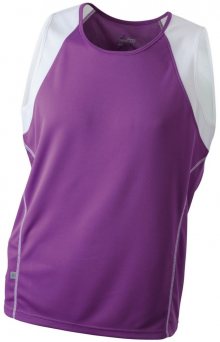 Pánské běžecké tričko bez rukávů JN395 - Fialová / bílá | L