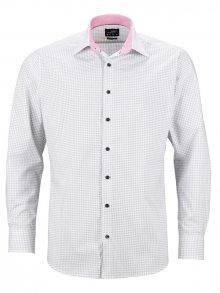 Pánská luxusní košile Dots JN674 - Bílá / titanová | S