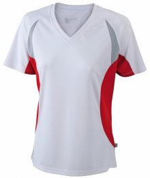 Dámské funkční tričko s krátkým rukávem JN390 - Bílá / červená | L