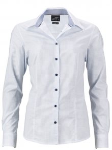 Dámská luxusní košile Dots JN673 - Bílá / světle modrá | S