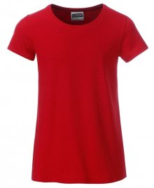 Klasické dívčí tričko z biobavlny 8007G - Červená | XS