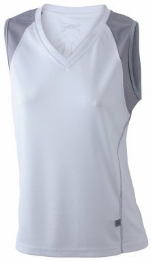 Dámské běžecké tričko bez rukávů JN394 - Bílá / stříbrná | L