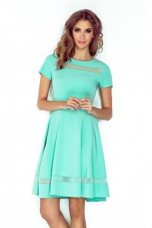 Dámské šaty s krátkým rukávem kolovou sukní středně dlouhé mint - XS
