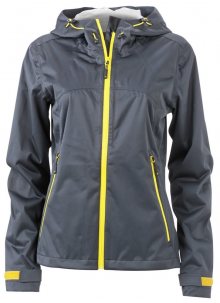 Dámská softshellová bunda s kapucí JN1097 - Ocelově šedá / žlutá | L