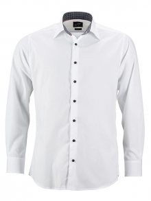 Pánská bílá košile JN648 - Bílá / titanová / bílá | M