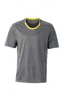 Pánské běžecké tričko JN472 - Šedý melír / citrónová | S