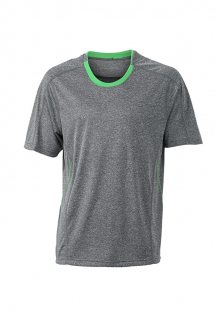 Pánské běžecké tričko JN472 - Šedý melír / zelená | S