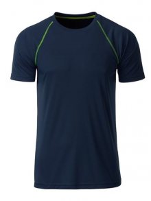 Pánské funkční tričko JN496 - Tmavě modrá / jasně žlutá | S