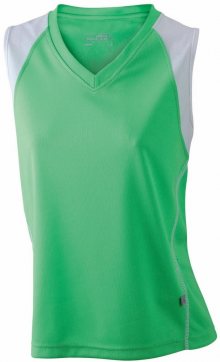 Dámské běžecké tričko bez rukávů JN394 - Limetkově zelená / bílá | L