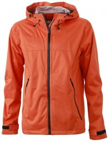 Pánská softshellová bunda s kapucí JN1098 - Tmavě oranžová / ocelově šedá | L