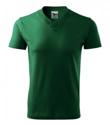 Tričko V-neck - Lahvově zelená | S