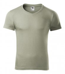 Pánské tričko Slim Fit V-neck - Světlá khaki | S
