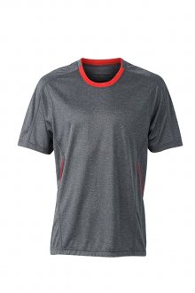 Pánské běžecké tričko JN472 - Černý melír / tomato | S