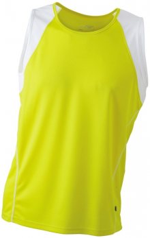 Pánské běžecké tričko bez rukávů JN395 - Žlutá / bílá | L