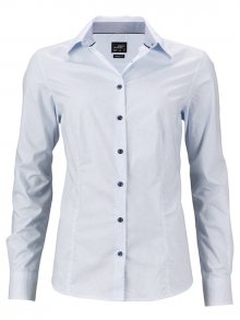 Dámská luxusní košile Diamonds JN669 - Bílá / světle modrá | XS