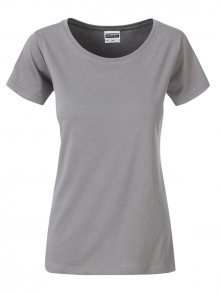 Klasické dámské tričko z biobavlny 8007 - Ocelově šedá | L
