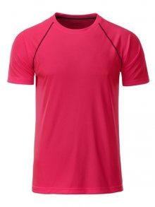 Pánské funkční tričko JN496 - Jasně růžová / titanová | XXL