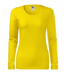 Dámské tričko s dlouhým rukávem Slim - Žlutá | S