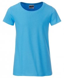 Klasické dívčí tričko z biobavlny 8007G - Nebesky modrá | XL