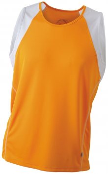 Pánské běžecké tričko bez rukávů JN395 - Oranžová / bílá | L