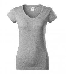 Dámské tričko Fit V-neck - Tmavě šedý melír | L