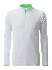 Pánské funkční tričko s dlouhým rukávem JN498 - Bílá / jasně zelená | S