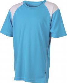 Dětské sportovní tričko s krátkým rukávem JN397k - Tyrkysová / bílá | XXL