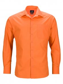 Pánská košile s dlouhým rukávem JN642 - Oranžová | S