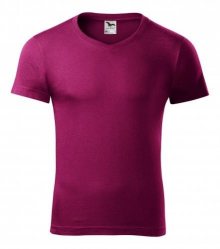 Pánské tričko Slim Fit V-neck - Světle fuchsiová | L