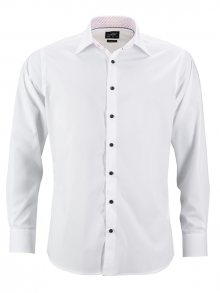 Pánská bílá košile JN648 - Bílá / bílá / červená | S