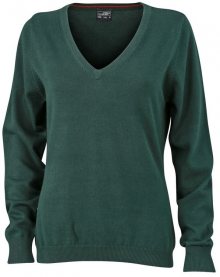 Dámský bavlněný svetr JN658 - Lesní zelená | M
