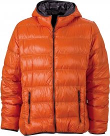 Lehká pánská péřová bunda JN1060 - Tmavě oranžová / tmavě šedá | L
