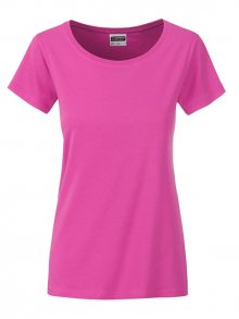 Klasické dámské tričko z biobavlny 8007 - Růžová | XL