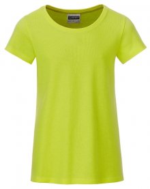 Klasické dívčí tričko z biobavlny 8007G - Žlutozelená | XXL