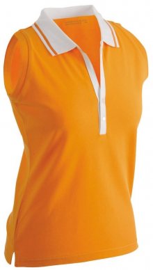 Dámská elastická polokošile bez rukávů JN159 - Oranžová / bílá | S