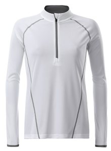 Dámské funkční tričko s dlouhým rukávem JN497 - Bílá / stříbrná | XS