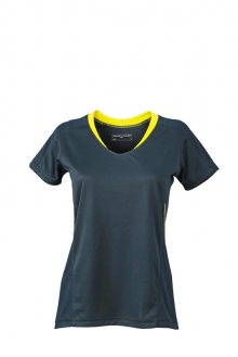 Dámské běžecké triko JN471 - Ocelově šedá / citrónová | XS