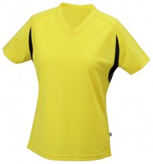 Dámské sportovní tričko s krátkým rukávem JN316 - Žlutá / černá | S