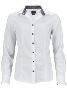 Dámská bílá košile JN647 - Bílá / titanová / bílá | S
