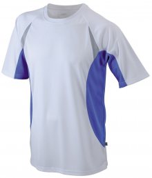 Pánské funkční tričko s krátkým rukávem JN391 - Bílá / královská modrá | L
