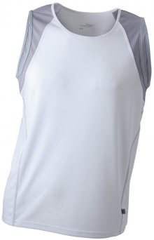 Pánské běžecké tričko bez rukávů JN395 - Bílá / stříbrná | L