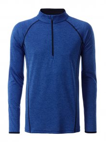 Pánské funkční tričko s dlouhým rukávem JN498 - Modrý melír / tmavě modrá | L