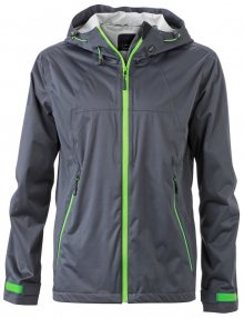 Pánská softshellová bunda s kapucí JN1098 - Ocelově šedá / zelená | L