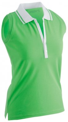 Dámská elastická polokošile bez rukávů JN159 - Limetkově zelená / bílá | S