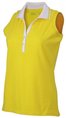 Dámská elastická polokošile bez rukávů JN159 - Slunečně žlutá / bílá | XXL